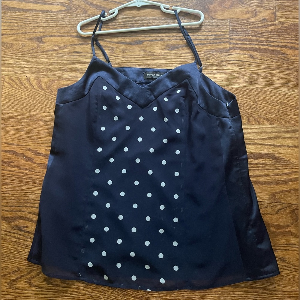 NWOT Banana Republic Silky Polka-dot Tank Top with Adjustable Straps